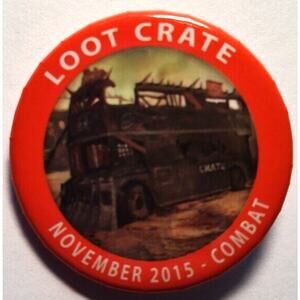 Steampunk Combat Train Battle Gaming Loot Crate Button Pin 2015